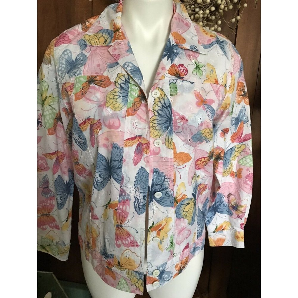 ALFRED DUNNER Spring Eyelet Shirt/Jacket  6p